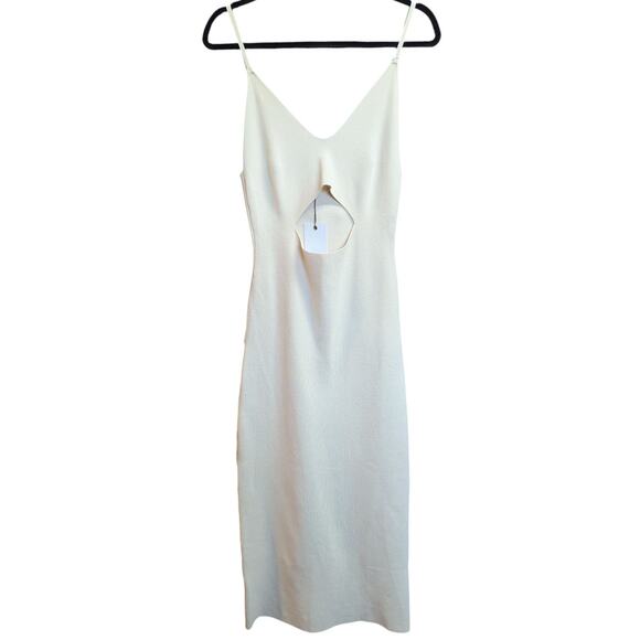 Dissh White Cutout Bodycon Maxi Dress 12 | Sleeveless Knit Minimalist Summer - Picture 2 of 6
